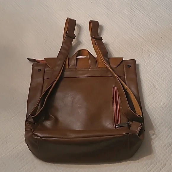 Zebella Genuine Leather Backpack – Tan Brown, Buckle Flap Style - Picture 9 of 9